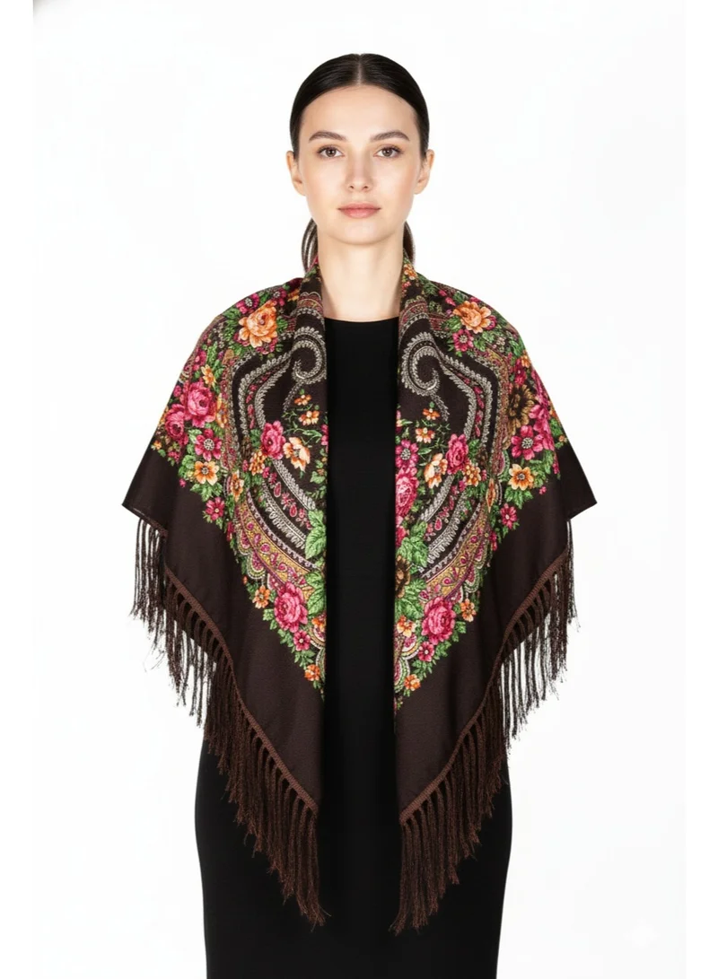 Bidani Amber Floral Folk Shawl – Pavlovo Style